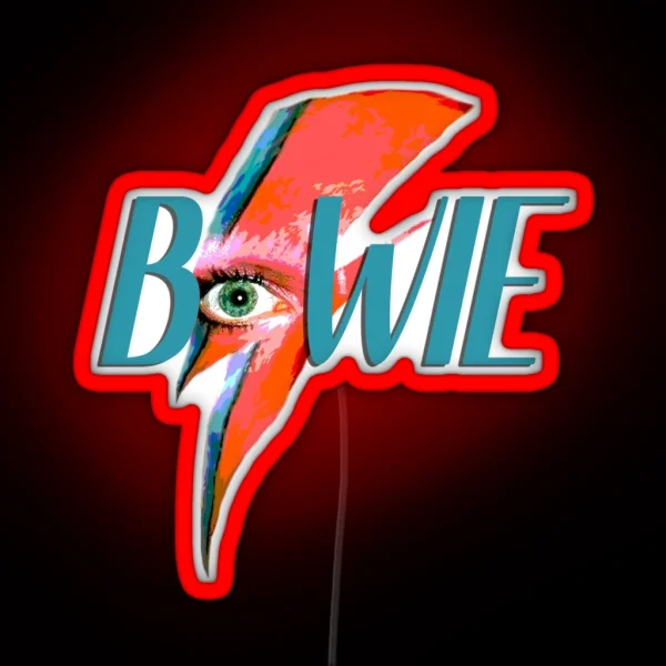 David Bowie Lightning Pop Art RGB Neon Sign