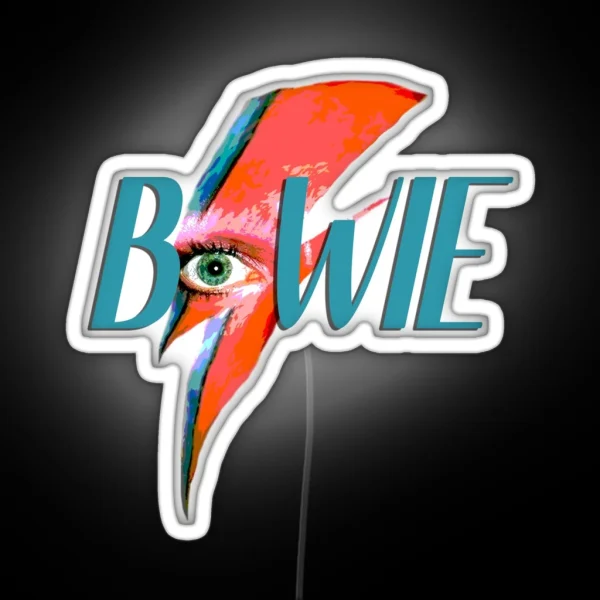 David Bowie Lightning Pop Art RGB Neon Sign