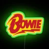 Vibrant David Bowie inspired LED lighted art decor neon wall sign