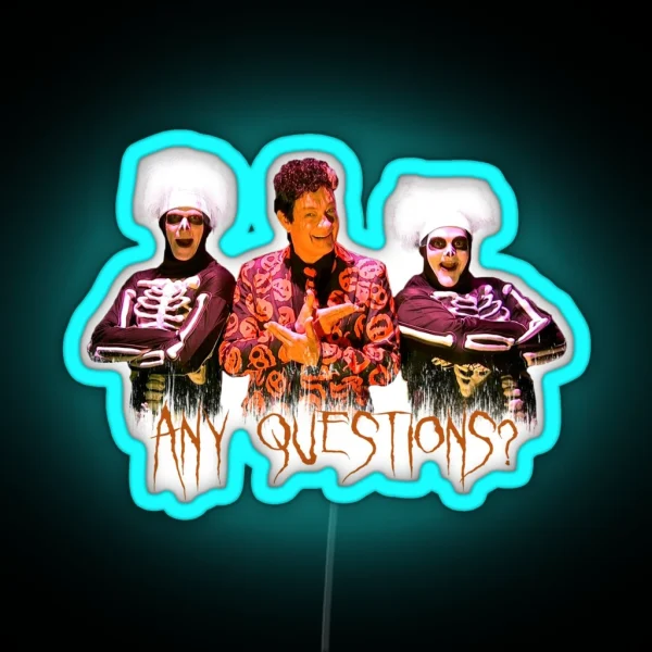 David S Pumpkins Any Questions V White BG Led RGB Neon Sign
