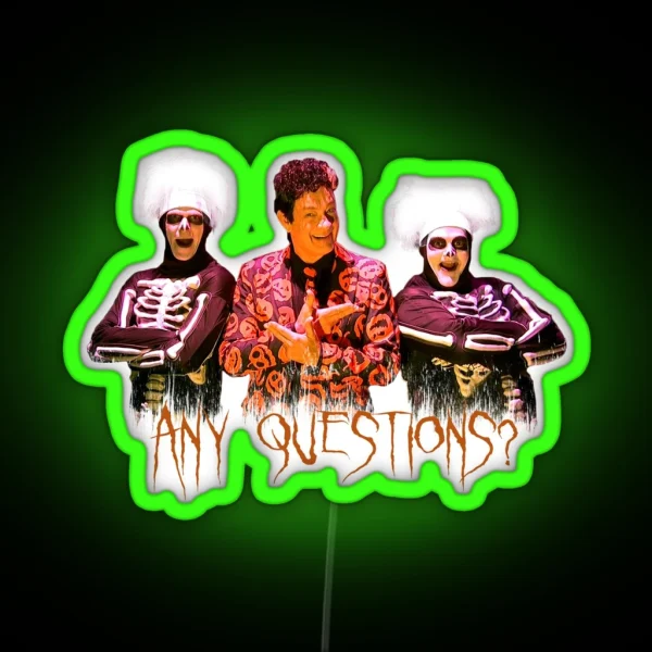 David S Pumpkins Any Questions V White BG Led RGB Neon Sign