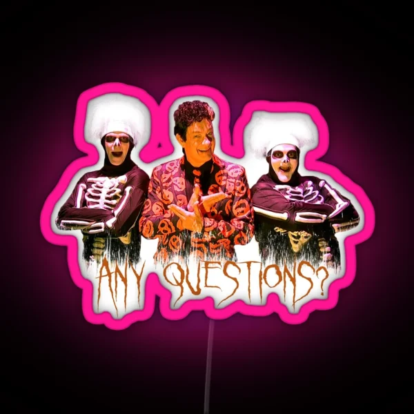 David S Pumpkins Any Questions V White BG Led RGB Neon Sign