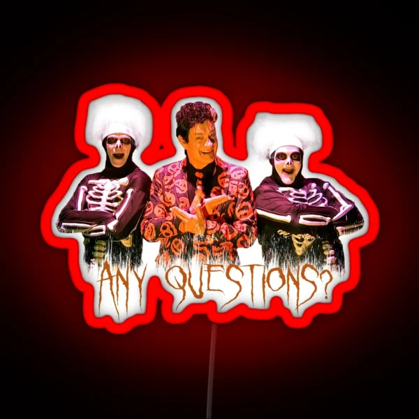 David S Pumpkins Any Questions V White BG Led RGB Neon Sign