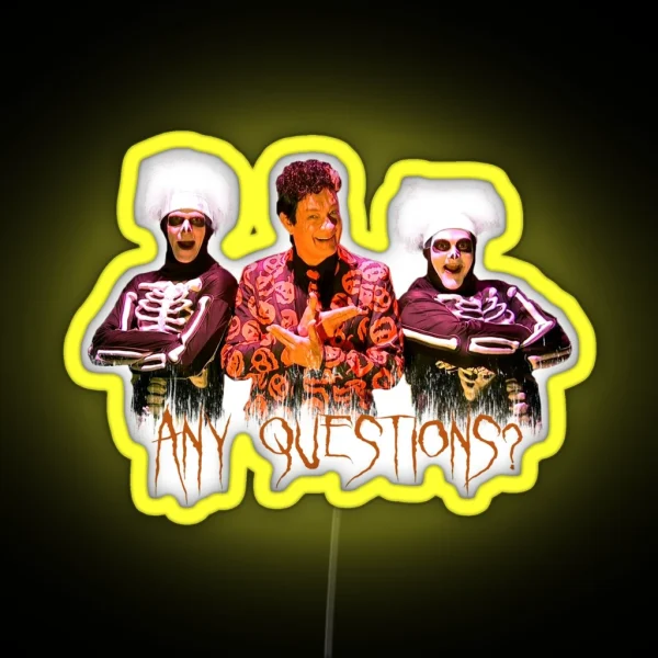 David S Pumpkins Any Questions V White BG Led RGB Neon Sign