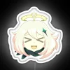 Vibrant RGB Neon Sign Featuring Genshin Impact's Day Dream Paimon Face