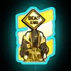 Vibrant Neon Artwork of Dead End Sign with Gouache Style Head