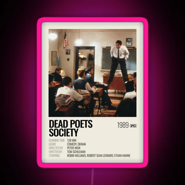 Dead Poets Society 1989 Movie Poster RGB Neon Sign