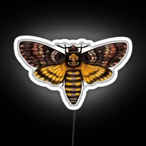 Deathhawk Moth Entomology Cottagecore Fairy Grunge Grimoire Witchcraft Green Witch Forestcore Whimsigoth Dark Academia Wicca RGB Neon Sign