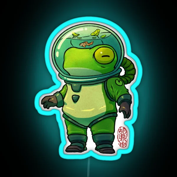 Deep Diver Frog Asian Artwork RGB Neon Sign