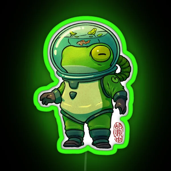 Deep Diver Frog Asian Artwork RGB Neon Sign