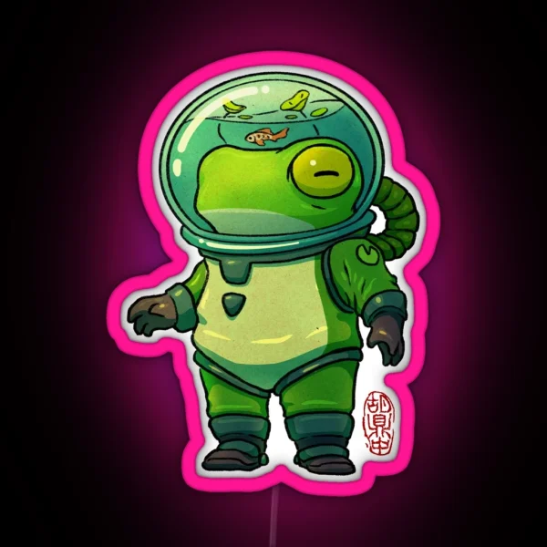 Deep Diver Frog Asian Artwork RGB Neon Sign
