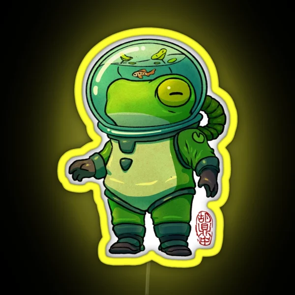 Deep Diver Frog Asian Artwork RGB Neon Sign