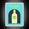 Luminous Deep Eddy's liquor logo in vibrant electric blue neon