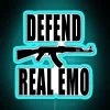 Midwest emo-inspired neon sign featuring vibrant RGB color DEFEND REAL EMOTION.