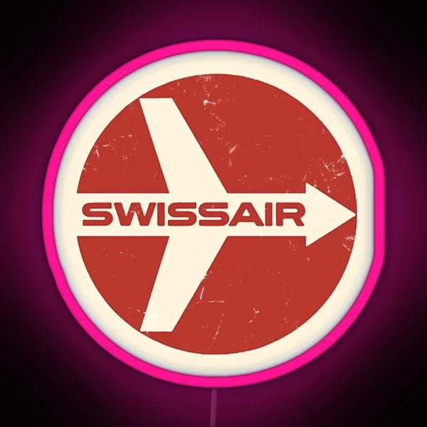 Defunct Swissair Airlines Logo Faded Vintage Style RGB Neon Sign