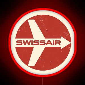 Defunct Swissair Airlines Logo Faded Vintage Style RGB Neon Sign