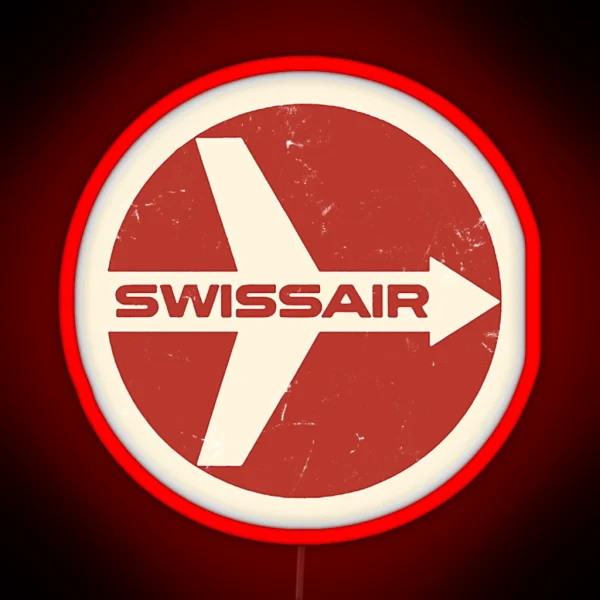 Defunct Swissair Airlines Logo Faded Vintage Style RGB Neon Sign