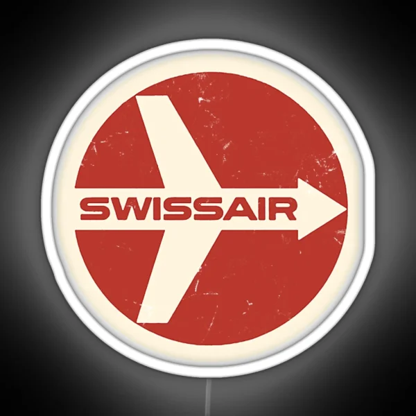 Defunct Swissair Airlines Logo Faded Vintage Style RGB Neon Sign