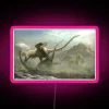 Prehistoric rivals unite in this vibrant Deinonychus and Sauroposeidon design