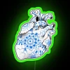 Vibrant Delft-inspired heart-shaped LED neon light decoration for home.
