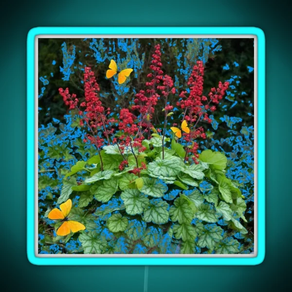 DELICATE CORAL RED GARDEN FLOWERS GREEN NATURE RGB Neon Sign
