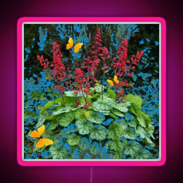 DELICATE CORAL RED GARDEN FLOWERS GREEN NATURE RGB Neon Sign