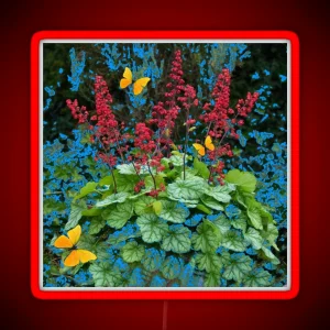 DELICATE CORAL RED GARDEN FLOWERS GREEN NATURE RGB Neon Sign