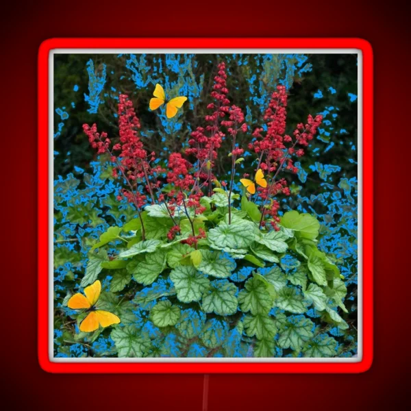 DELICATE CORAL RED GARDEN FLOWERS GREEN NATURE RGB Neon Sign