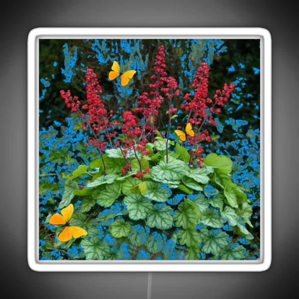 DELICATE CORAL RED GARDEN FLOWERS GREEN NATURE RGB Neon Sign