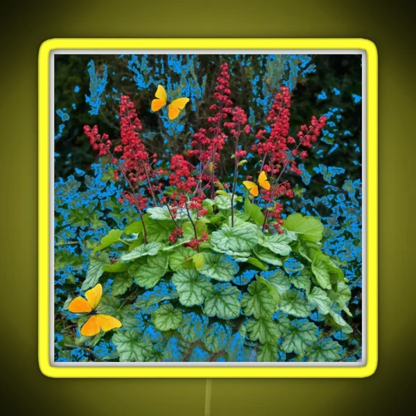 DELICATE CORAL RED GARDEN FLOWERS GREEN NATURE RGB Neon Sign