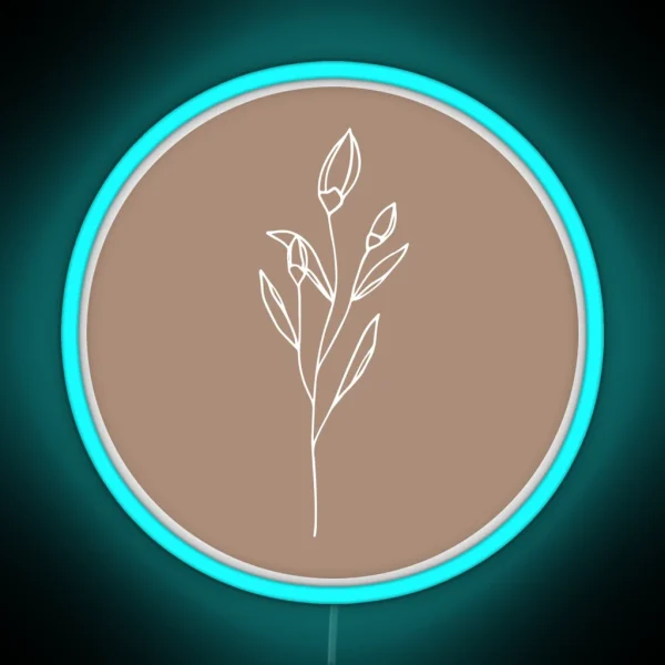 Delicate Floral Line Art RGB Neon Sign