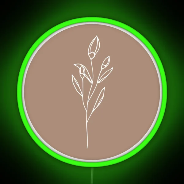 Delicate Floral Line Art RGB Neon Sign