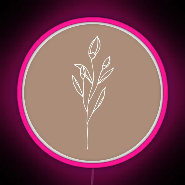 Delicate Floral Line Art RGB Neon Sign