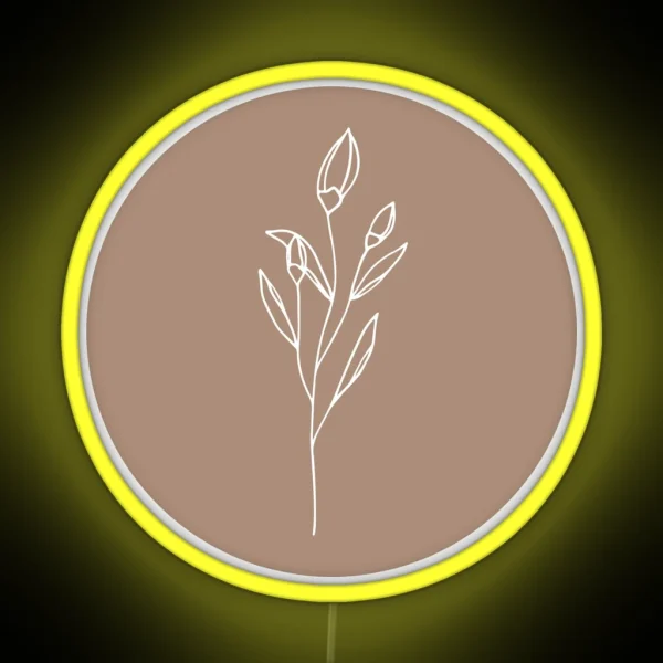 Delicate Floral Line Art RGB Neon Sign