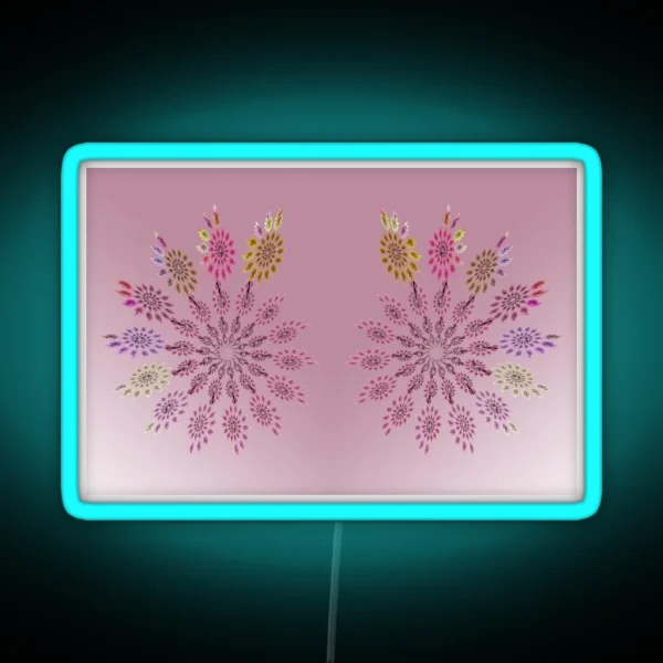 Delicate Fractal Flower Stars Boho Vintage RGB Neon Sign