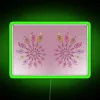 Whimsical Boho Chic Decorative Sign with Fractal Flower and Neon Accents