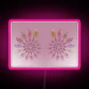 Whimsical Bohemian Fractal Floral Sign with Neon Rainbow Color Glow