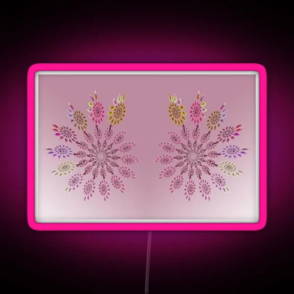 Delicate Fractal Flower Stars Boho Vintage RGB Neon Sign
