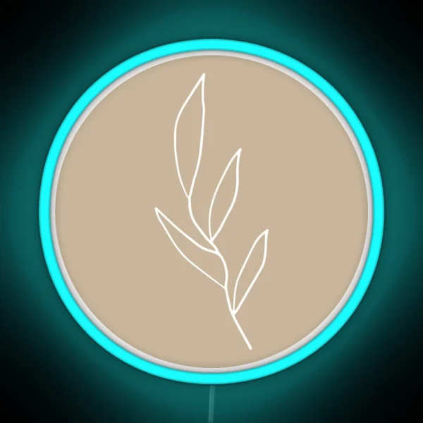 Delicate Leaf Line Art RGB Neon Sign