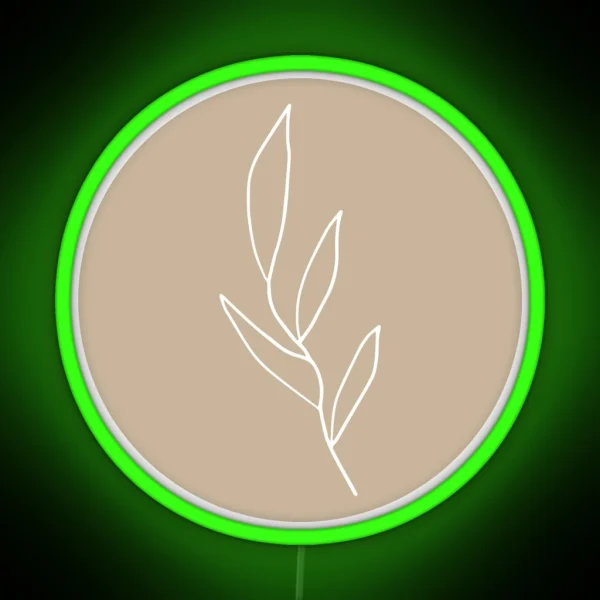 Delicate Leaf Line Art RGB Neon Sign