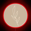 Soft glow delicate leaf line art RGB neon wall decor.