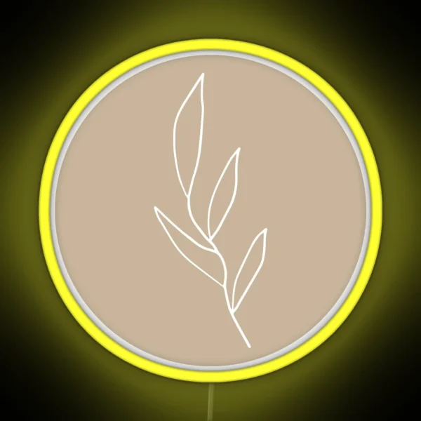 Delicate Leaf Line Art RGB Neon Sign