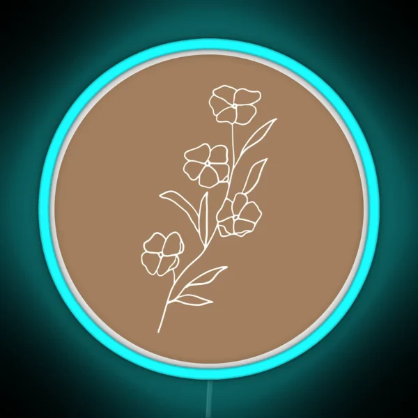 Delicate Leaf Line Art RGB Neon Sign