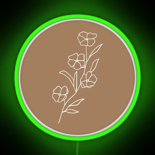 Delicate Leaf Line Art RGB Neon Sign