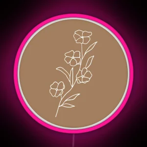 Delicate Leaf Line Art RGB Neon Sign