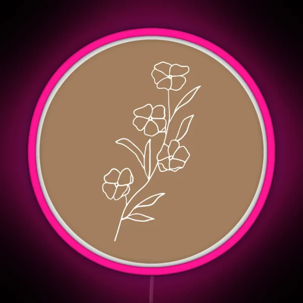 Delicate Leaf Line Art RGB Neon Sign