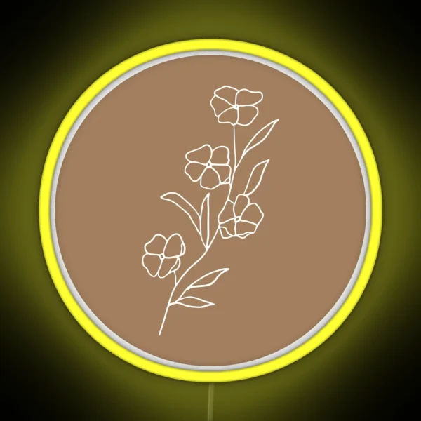 Delicate Leaf Line Art RGB Neon Sign