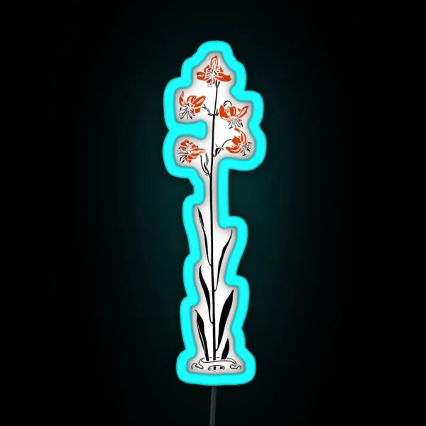 Delicate Orange Lilies RGB Neon Sign
