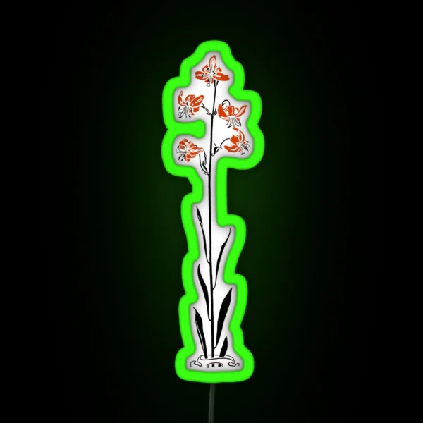 Delicate Orange Lilies RGB Neon Sign