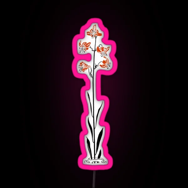 Delicate Orange Lilies RGB Neon Sign